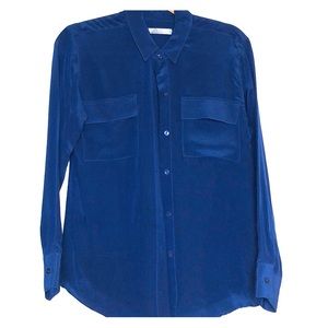Zoe & Sam Royal Blue Silk Button Down